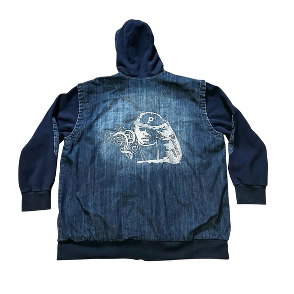 Vintage Platinum Gear Jean Jacket Mens 3XL Denim Y2K Hip Hop Embroidered - Picture 2 of 12